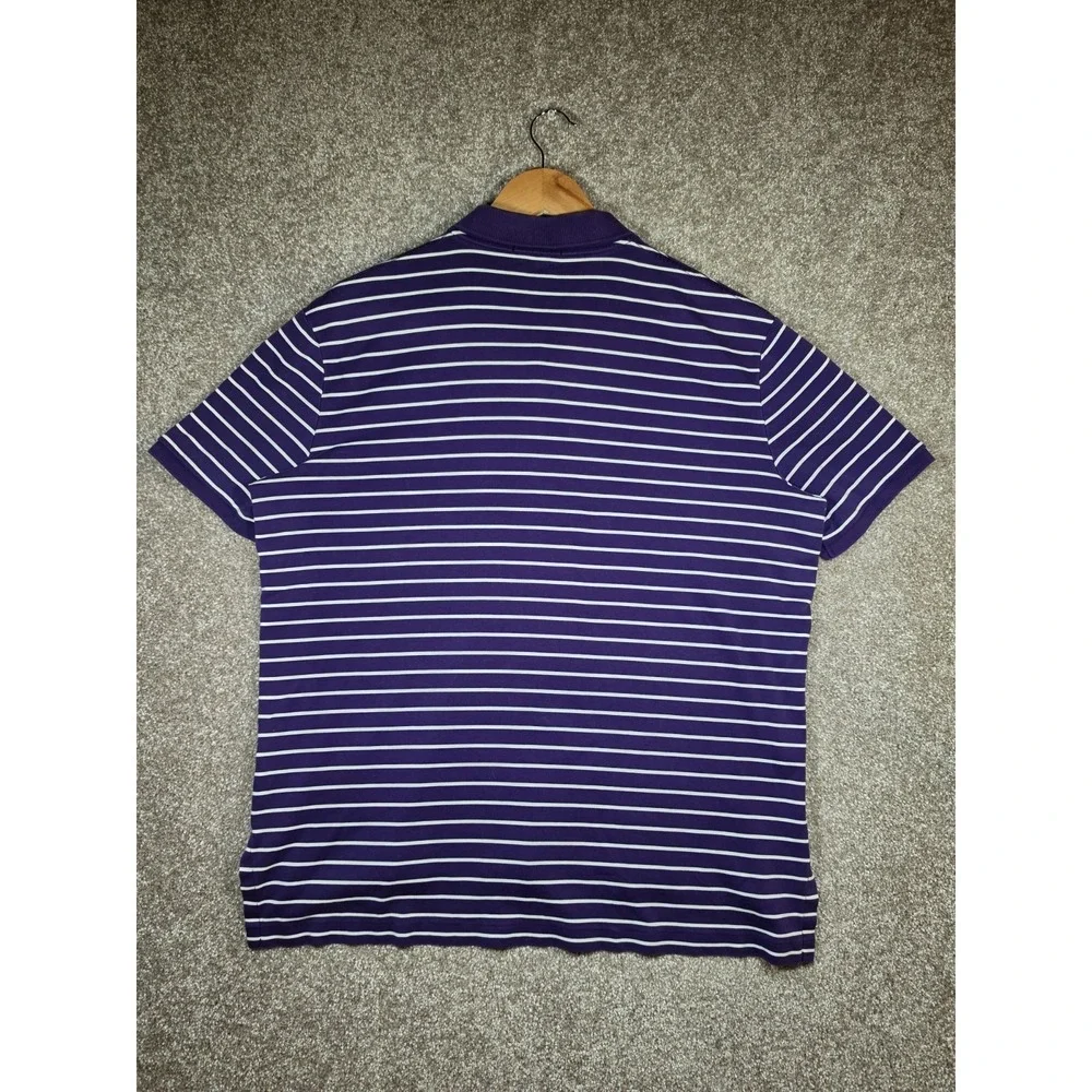Polo Ralph Lauren Men's Large Pima Soft Touch Striped Polo Shirt Purple White